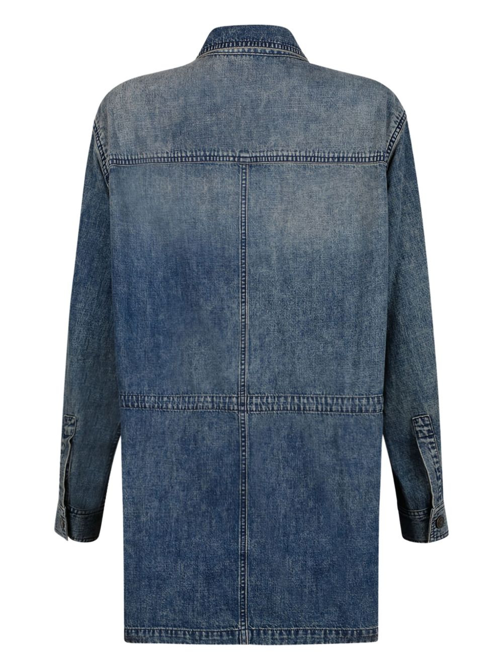 button-fastening denim coat - 2
