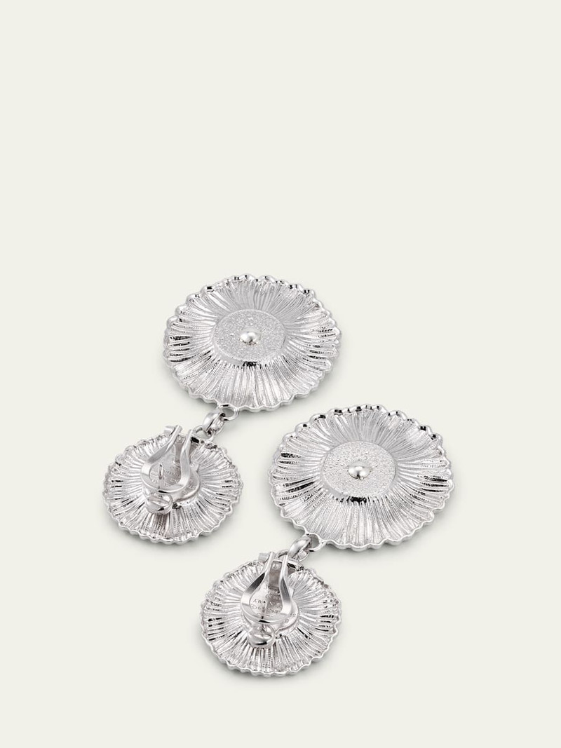 Buccellati Blossoms Daisy Sterling Silver and 18K Yellow Gold Diamond Pendant Earrings, 7cm outlook