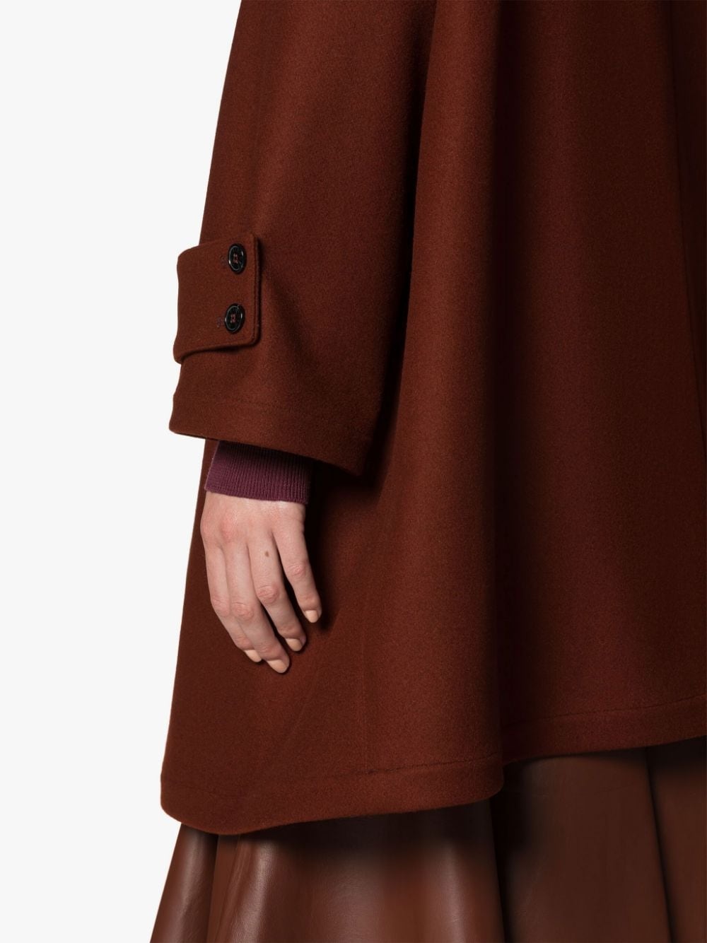 HUMBIE HOOD BROWN WOOL OVERCOAT - 6