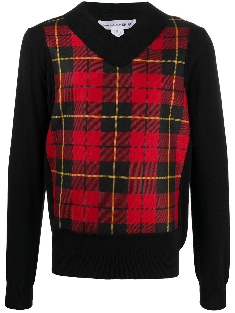 tartan panel wool jumper - 1