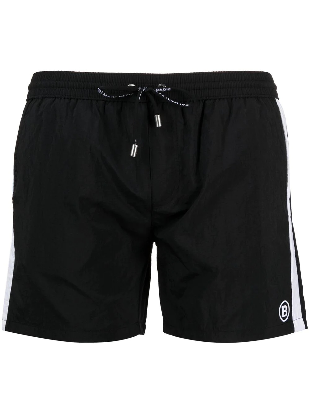 logo-embroidered stripe swim shorts - 1