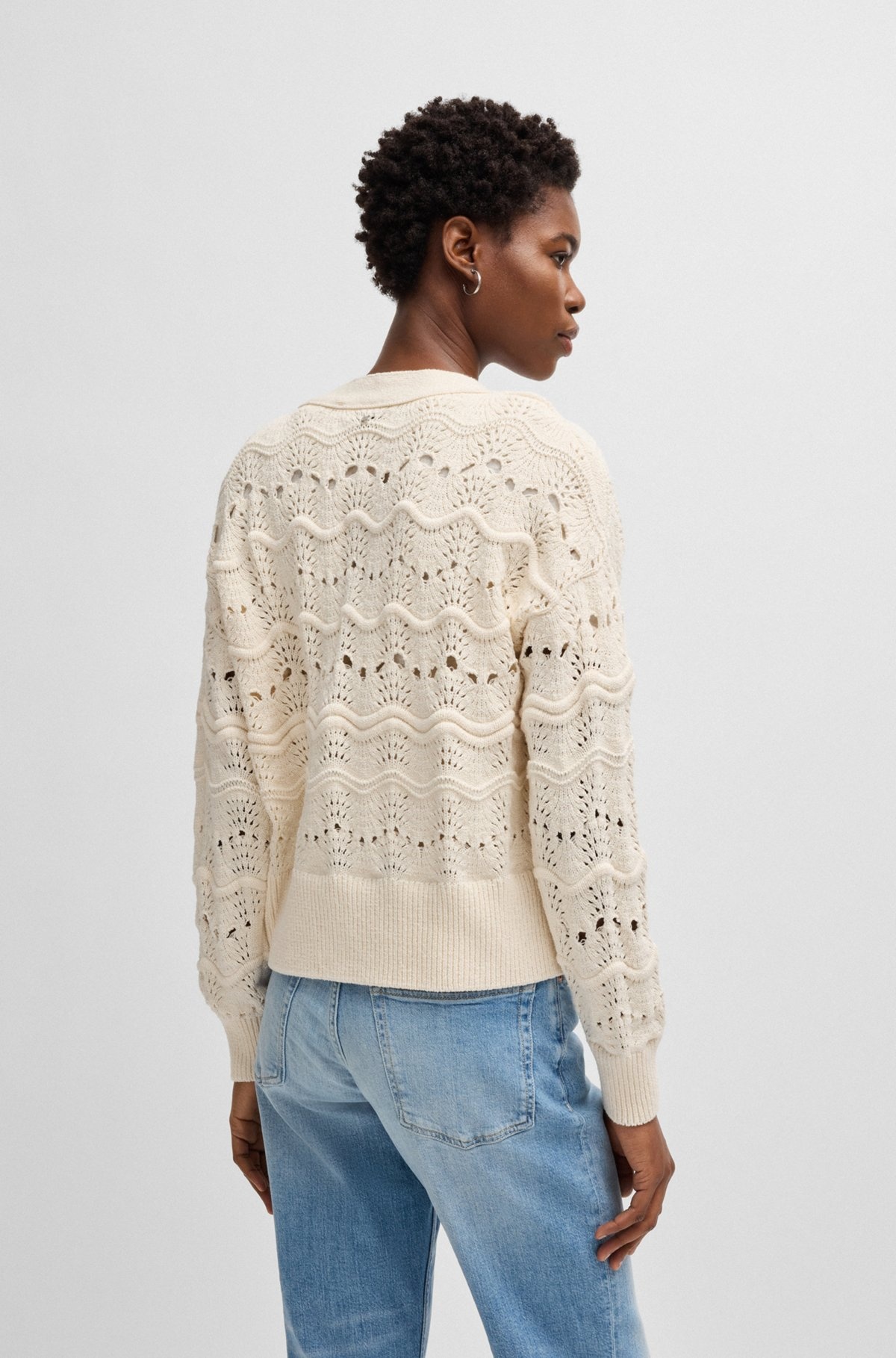 OPEN-KNIT CARDIGAN IN A COTTON BLEND - 4