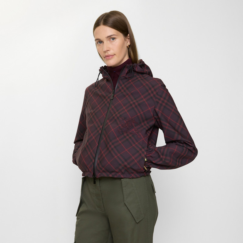 Burberry Cropped Reversible Check Hooded Jacket outlook