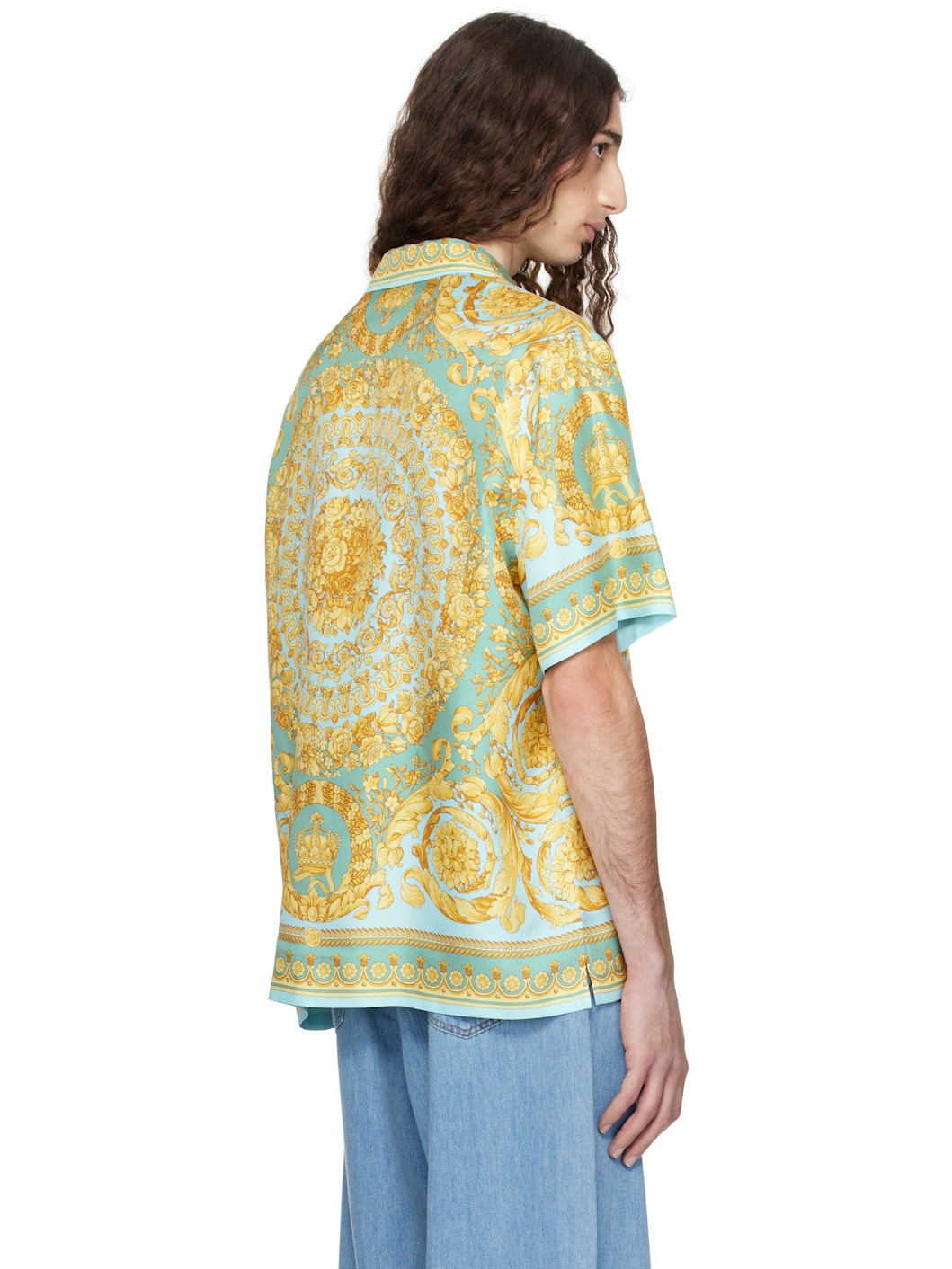 Blue Barocco Silk Shirt - 3