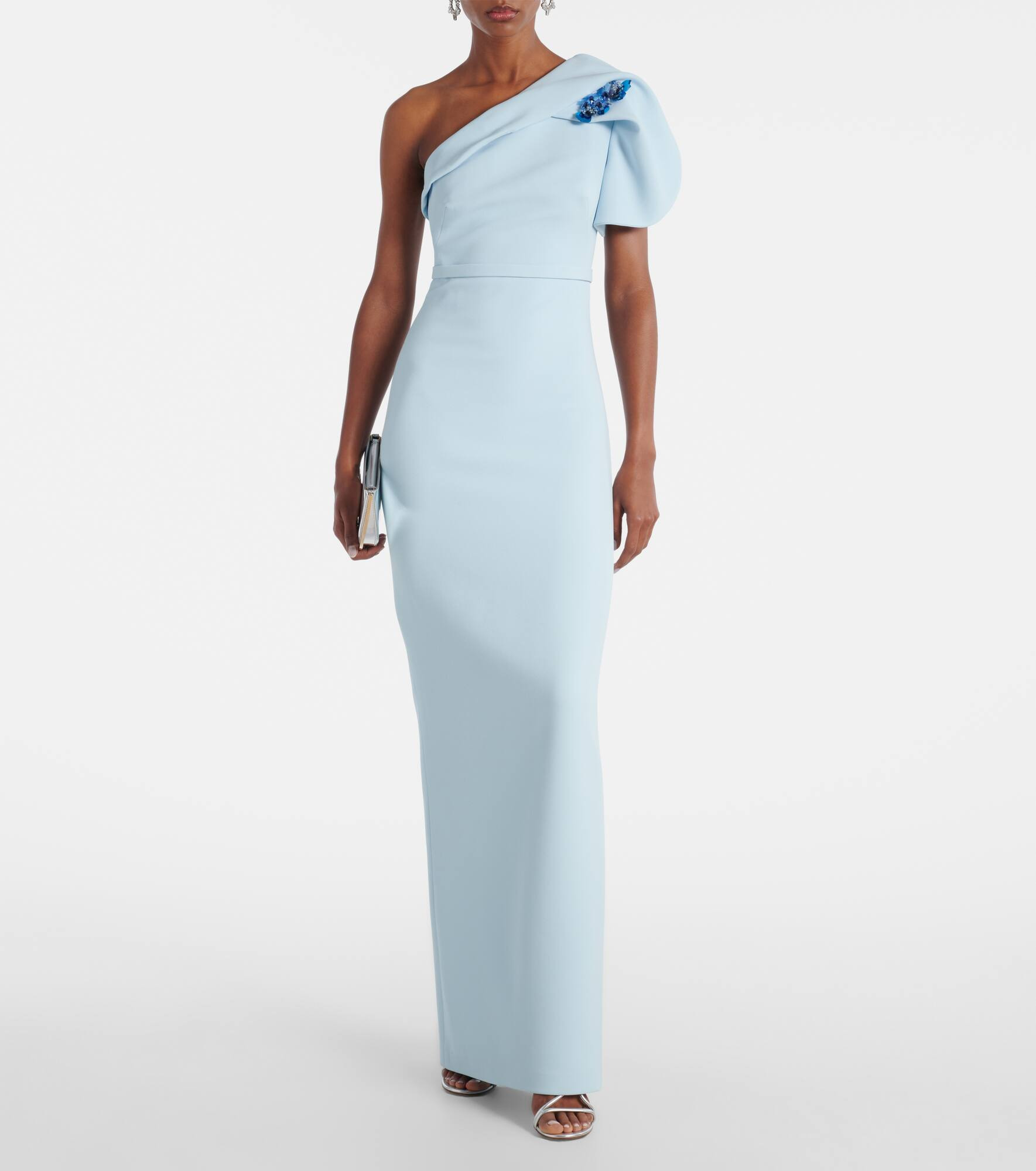 One-shoulder heavy crêpe gown - 2