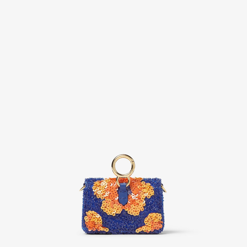 Nano Baguette Charm Multicolor beads and sequin charm with floral embroidery 3