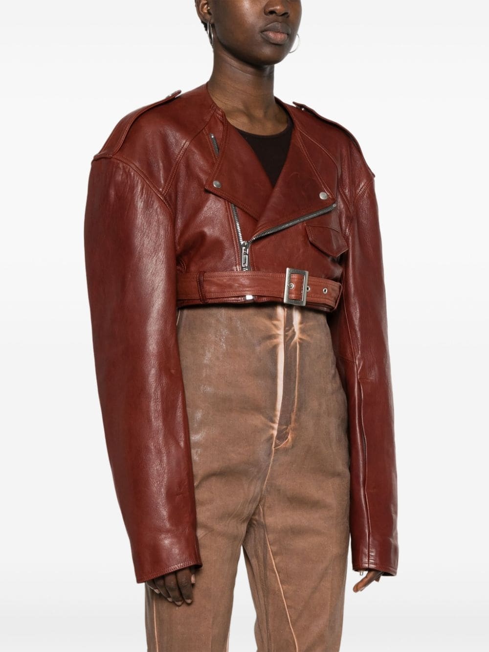 Micro Biker cropped jacket - 3