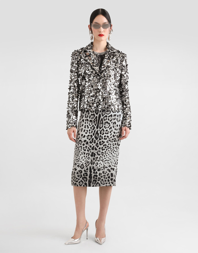 Dolce & Gabbana Short single-breasted jacket with sequin embellishment outlook