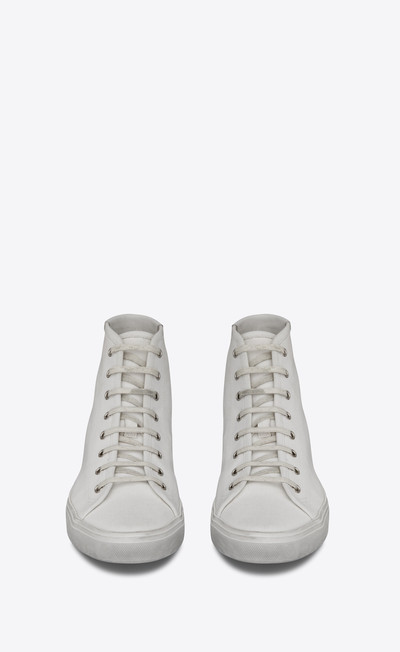 SAINT LAURENT malibu mid-top sneakers in canvas and leather outlook