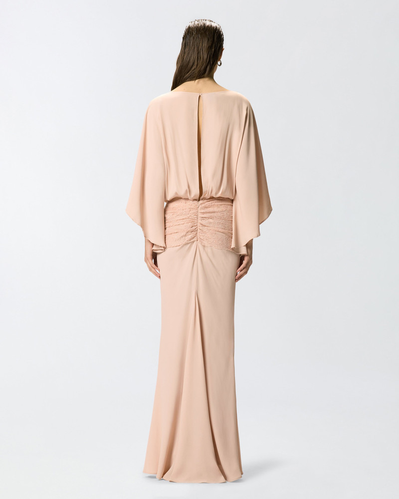 LONG DRESS WITH DRAPING AND LACE 5
