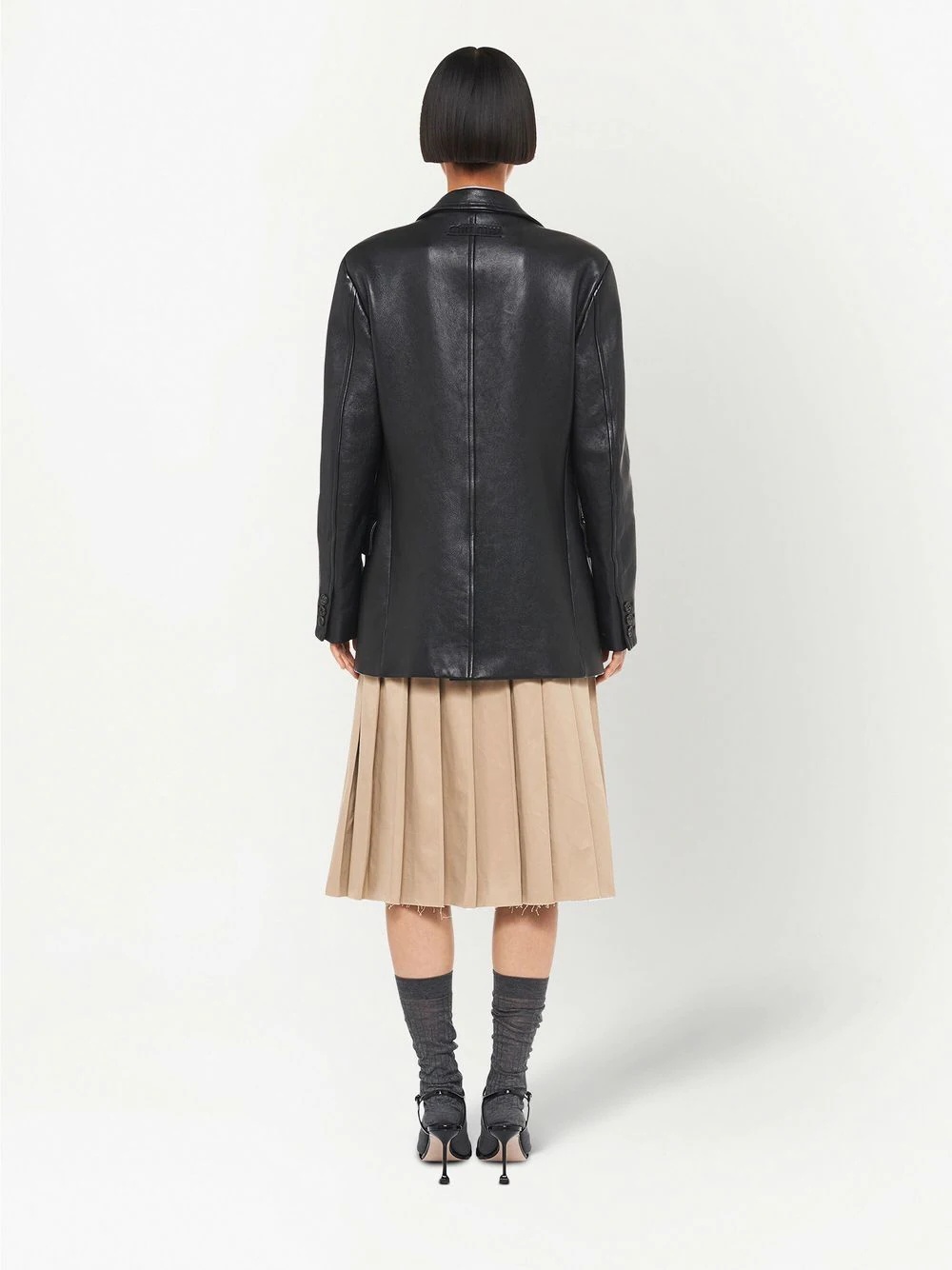 nappa leather single-breased blazer - 4