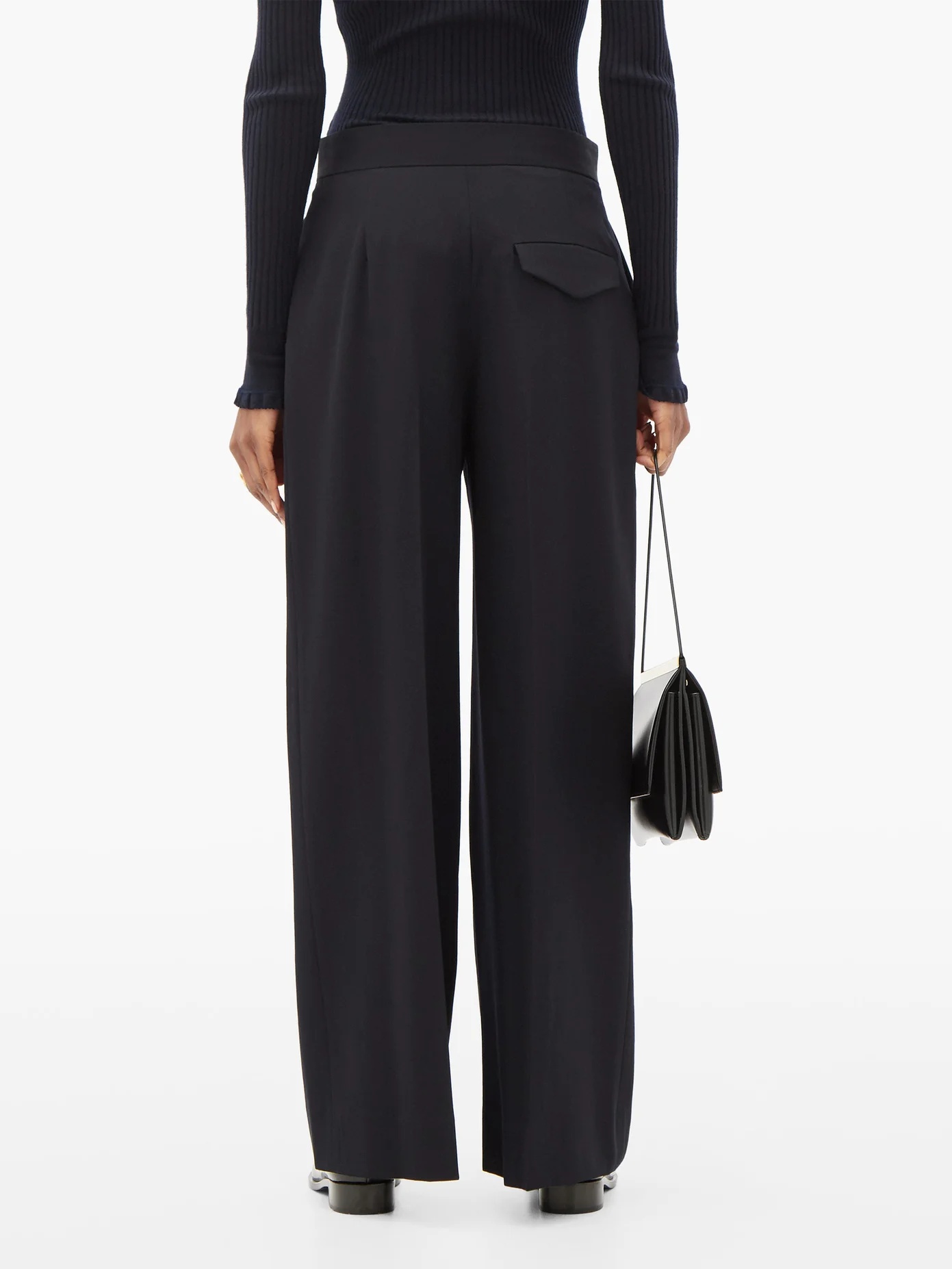 Avril single-pleat water-repellent wool trousers - 5