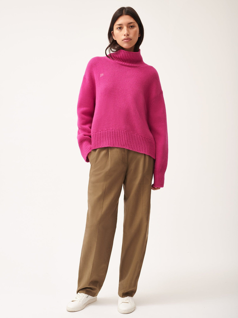 Women's Recycled Cashmere Turtleneck Sweater - Tourmaline Pink 5
