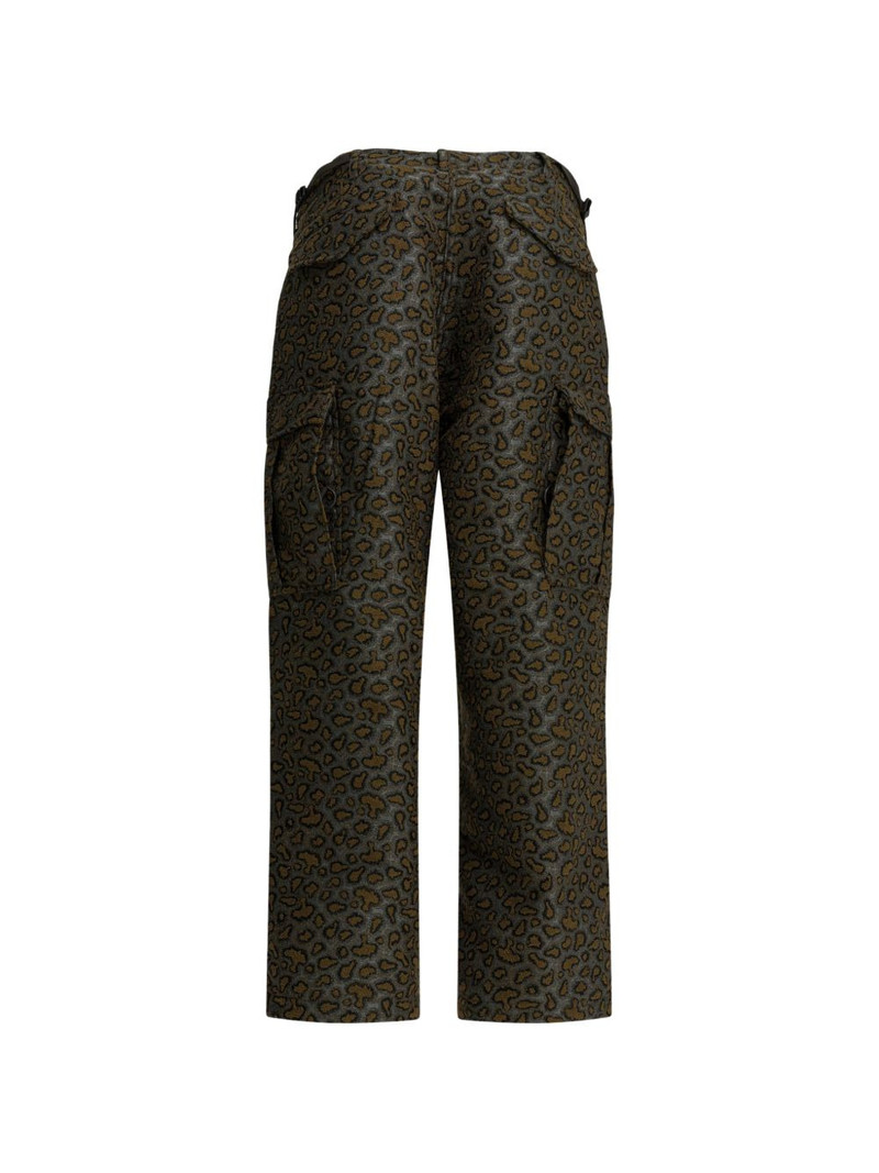 BEAMS PLUS flap-pocket leopard print trousers outlook