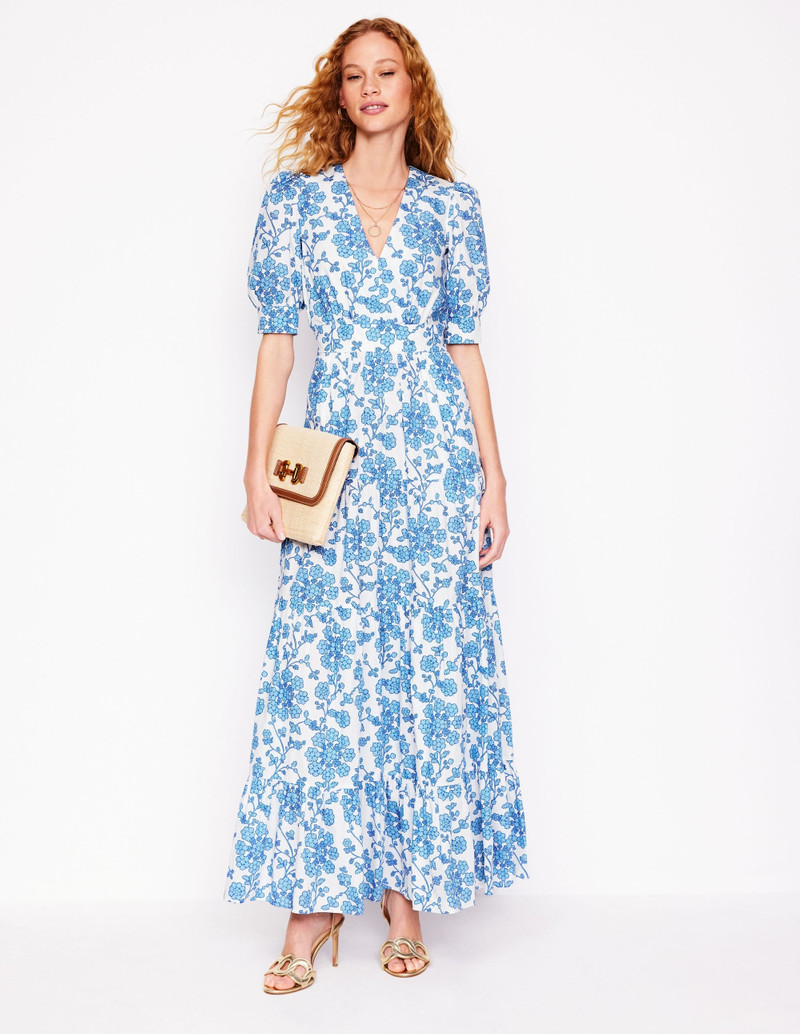 Bella Puff Sleeve Maxi Dress-Ivory, Trailing Yarrow 6