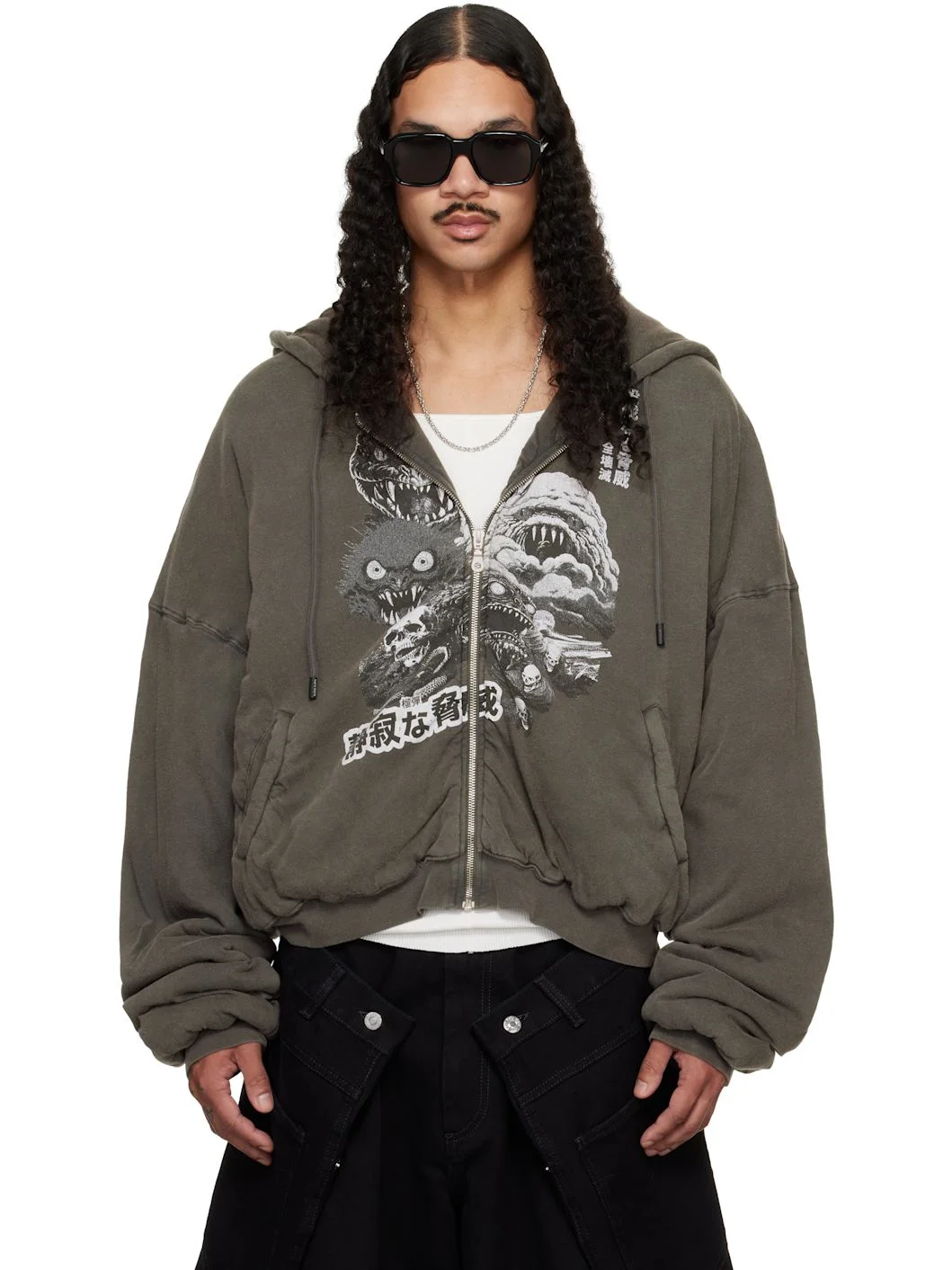 Gray Wadded Hoodie - 1