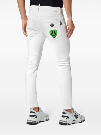 PHILIPP PLEIN heart-appliquÃ© low-rise skinny jeans outlook