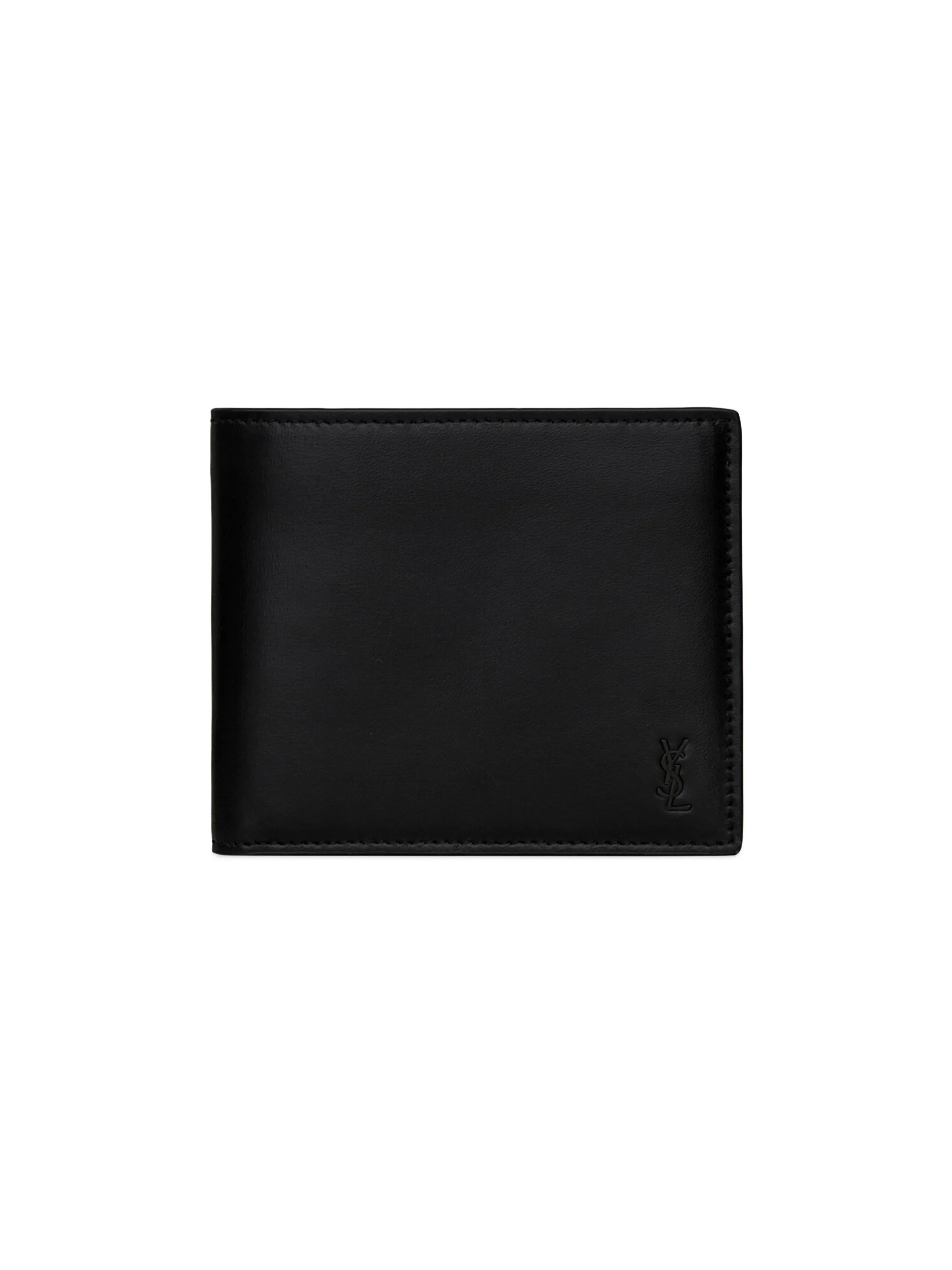 Men's Tiny Cassandre East-West Wallet in Matte Leather - Black - 1