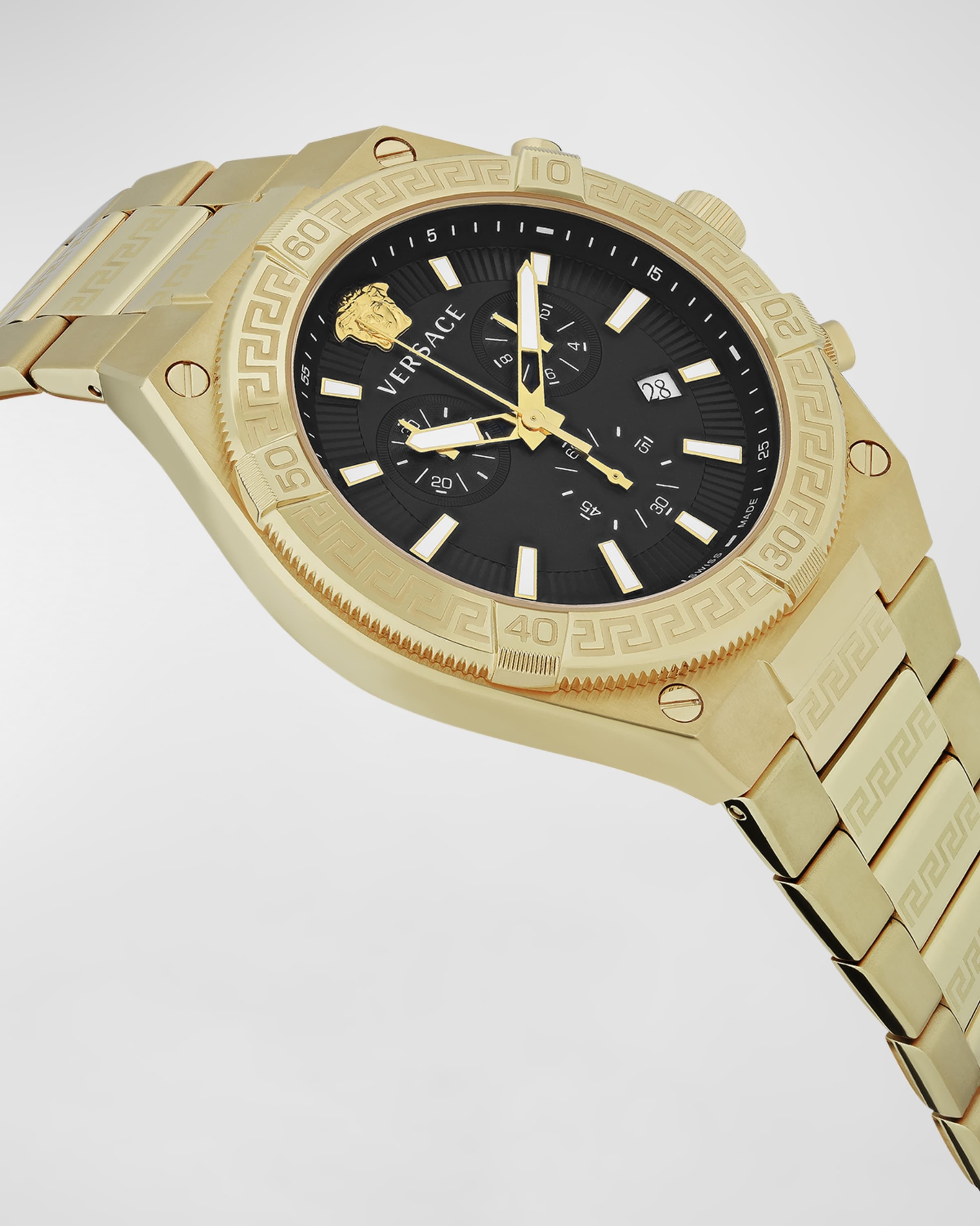 Men's V-Sporty Greca IP Yellow Gold Bracelet Watch, 46mm - 2