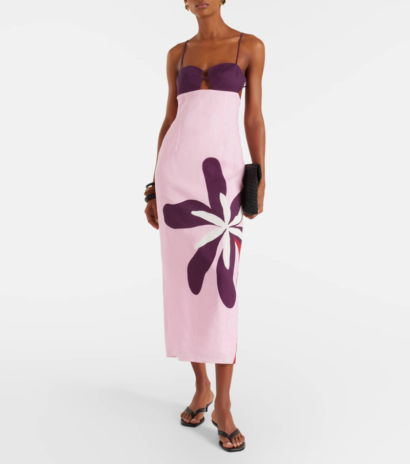 CALA de la CRUZ Firenze floral linen midi dress outlook