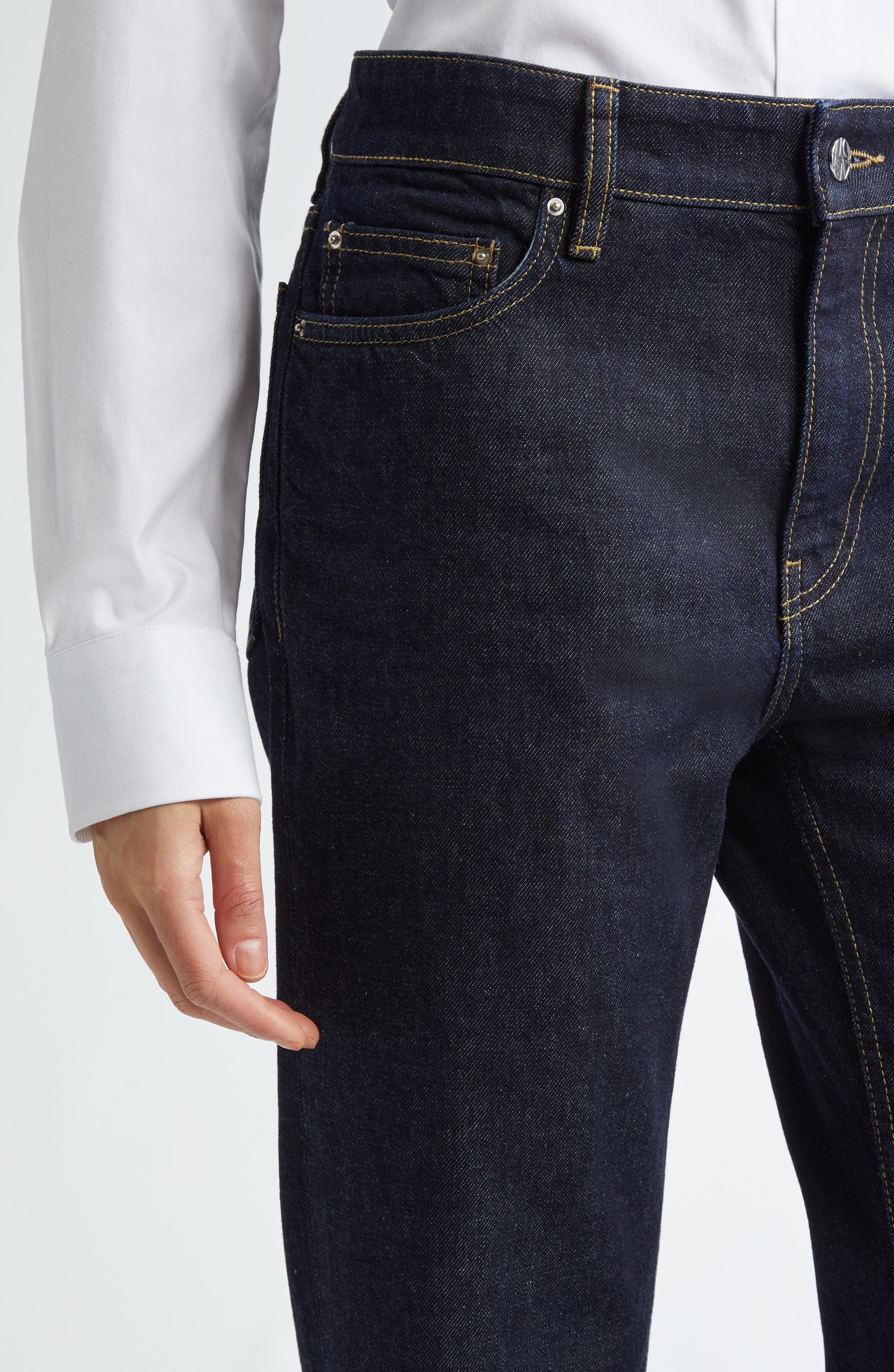 TOTEME Low Rise Organic Cotton Tapered Straight Leg Jeans in Slate 245 at Nordstrom - 5