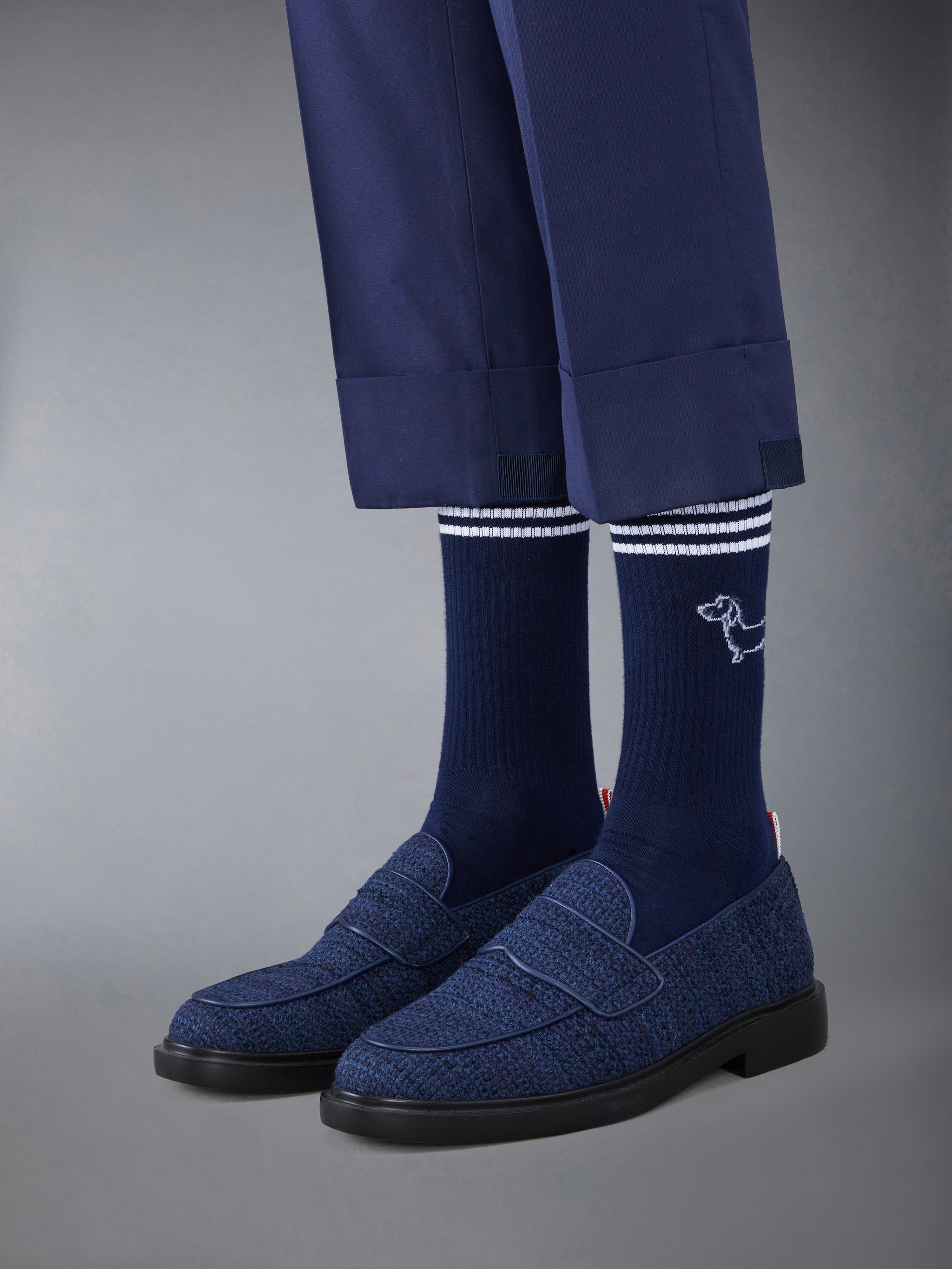 Cotton Tweed Rubber Sole Classic Penny Loafer - 4