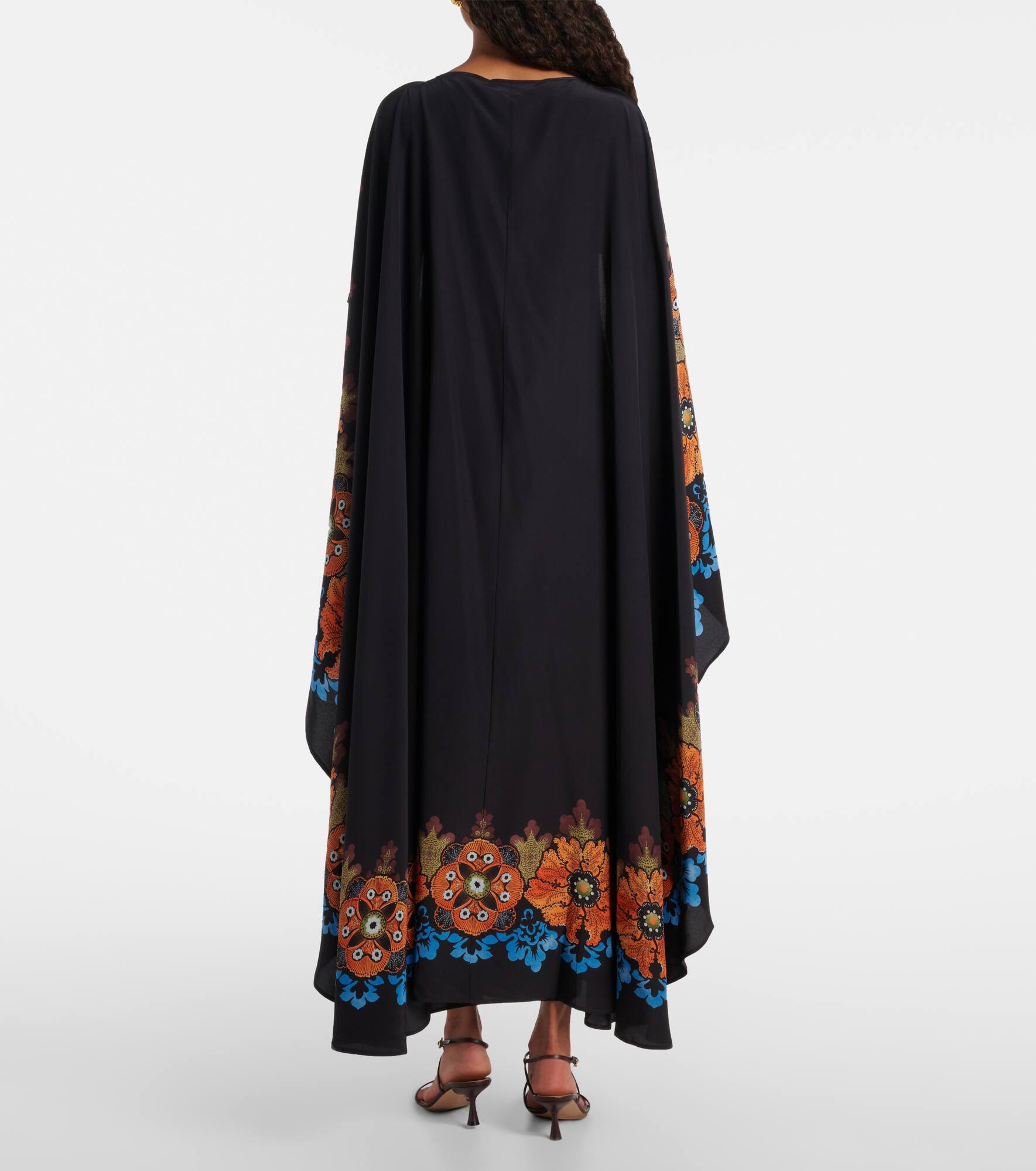 Magic caped floral silk maxi dress - 3
