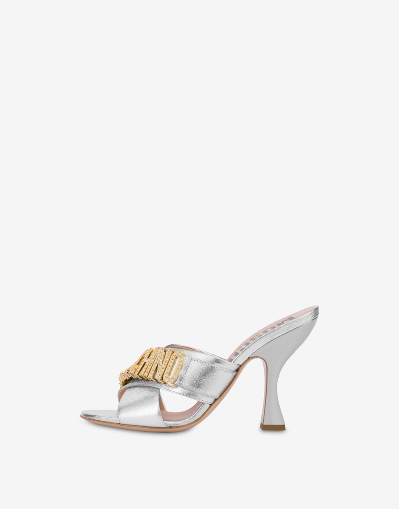 FOILED JEWEL LOGO HEELED SANDALS 2