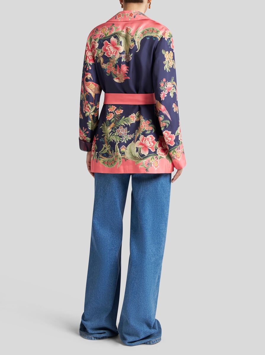 PRINTED SILK WRAPAROUND JACKET - 4
