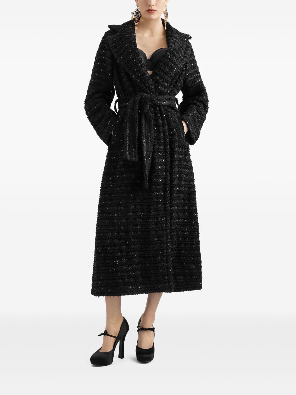 sequin-embellished tweed coat - 2