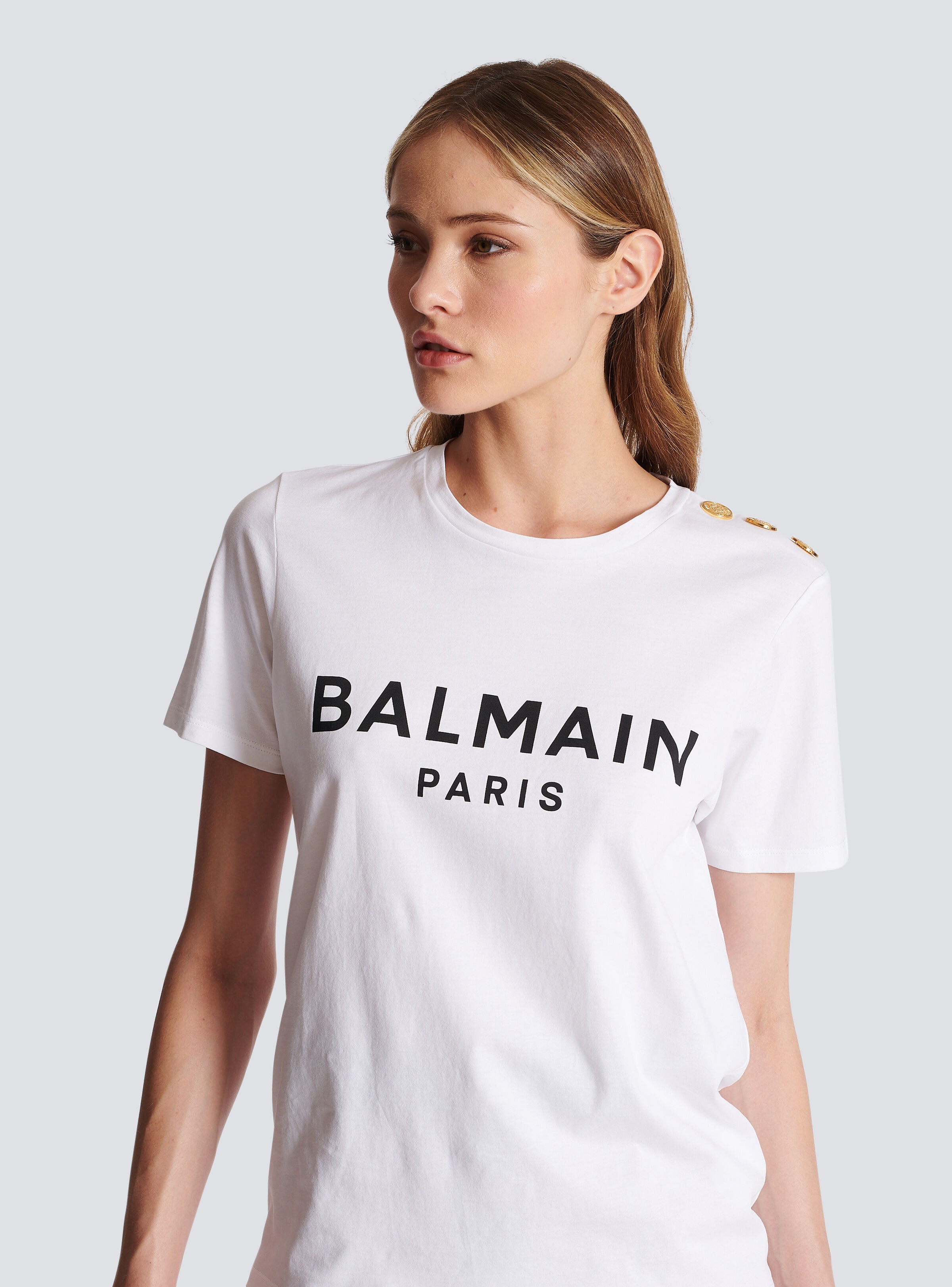 Eco-designed cotton T-shirt with Balmain logo print - 7