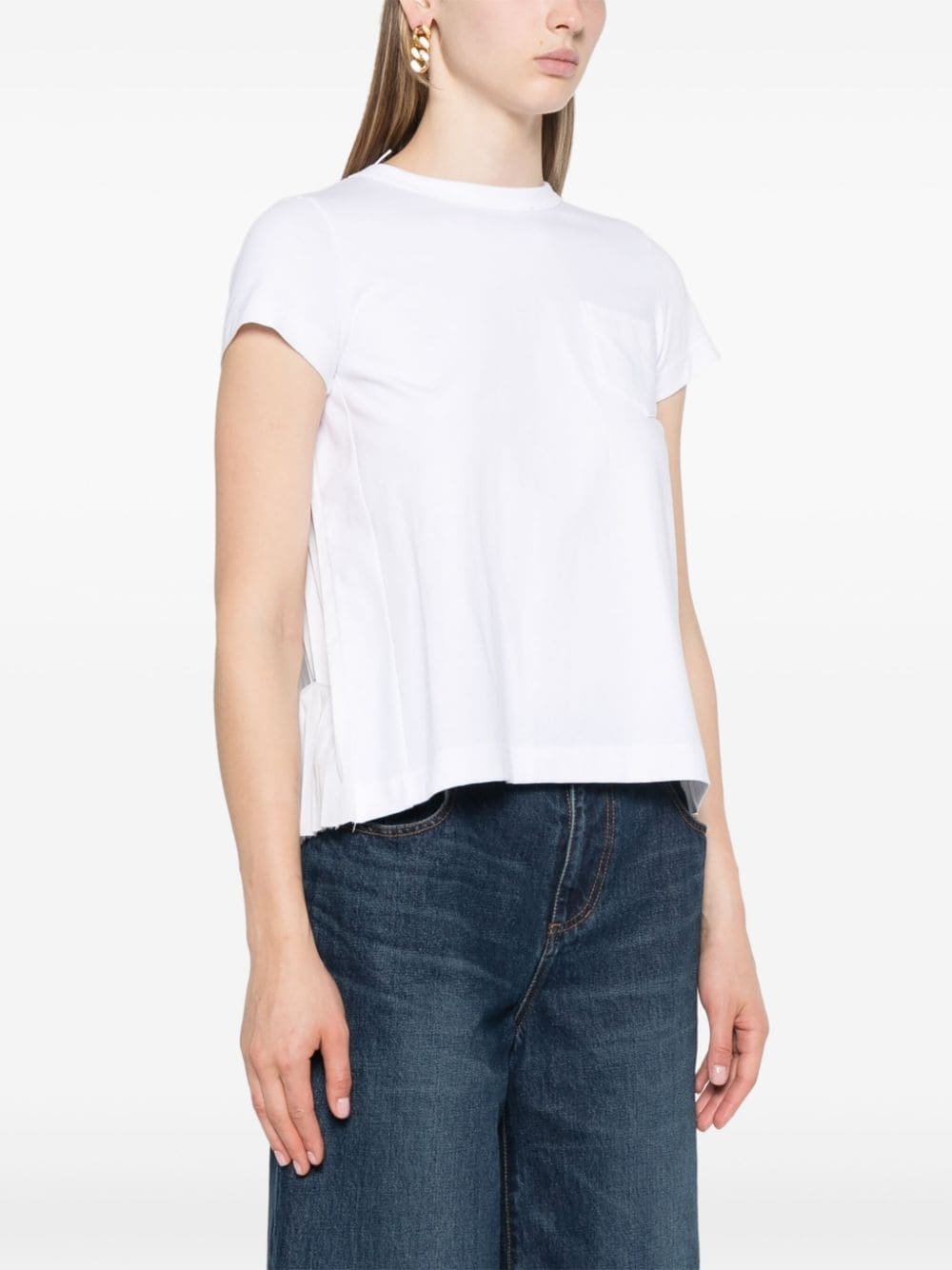 knife-pleats crew-neck T-shirt - 3