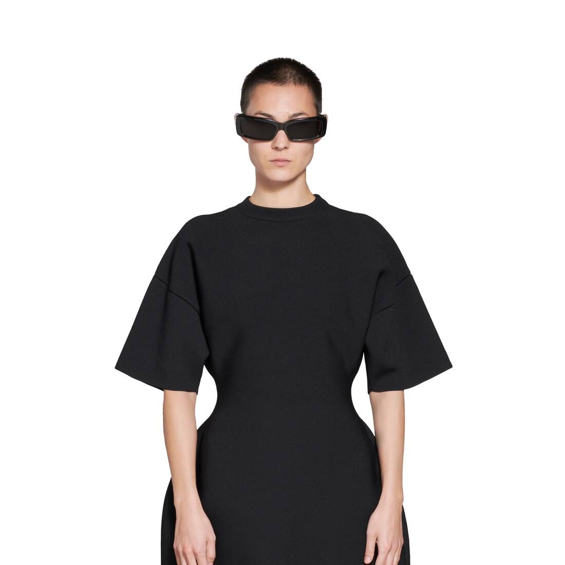 Women's Hourglass Crewneck Short Sleeve Dress in Black - 5