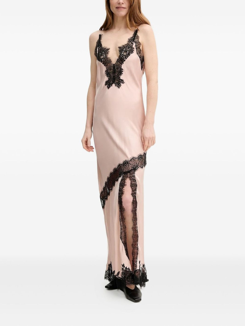 lace-insert silk slip dress 1