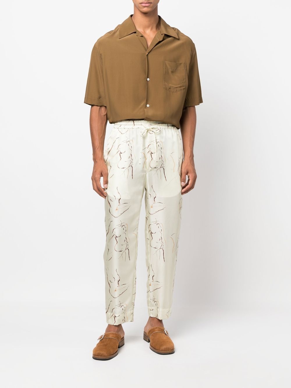 graphic-print cropped trousers - 2