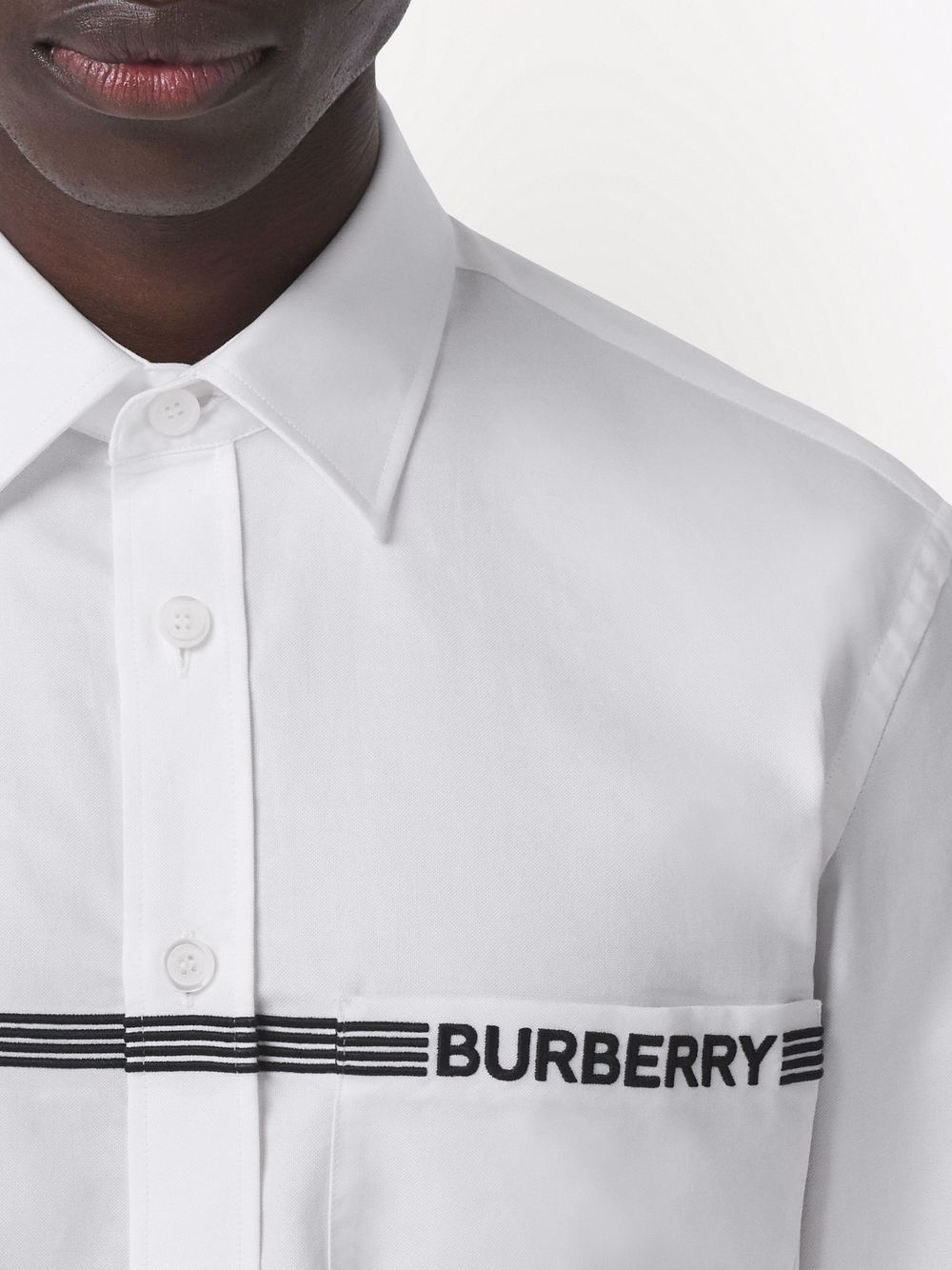 stripe-detail logo shirt - 5