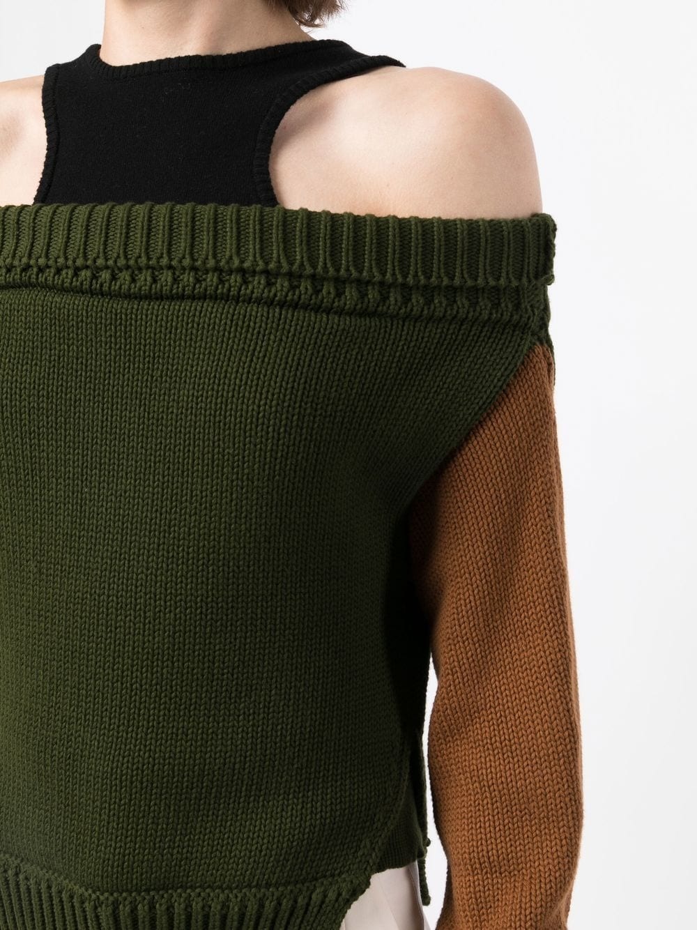 Color Blocked Off Shoulder Sweatshirt - 5