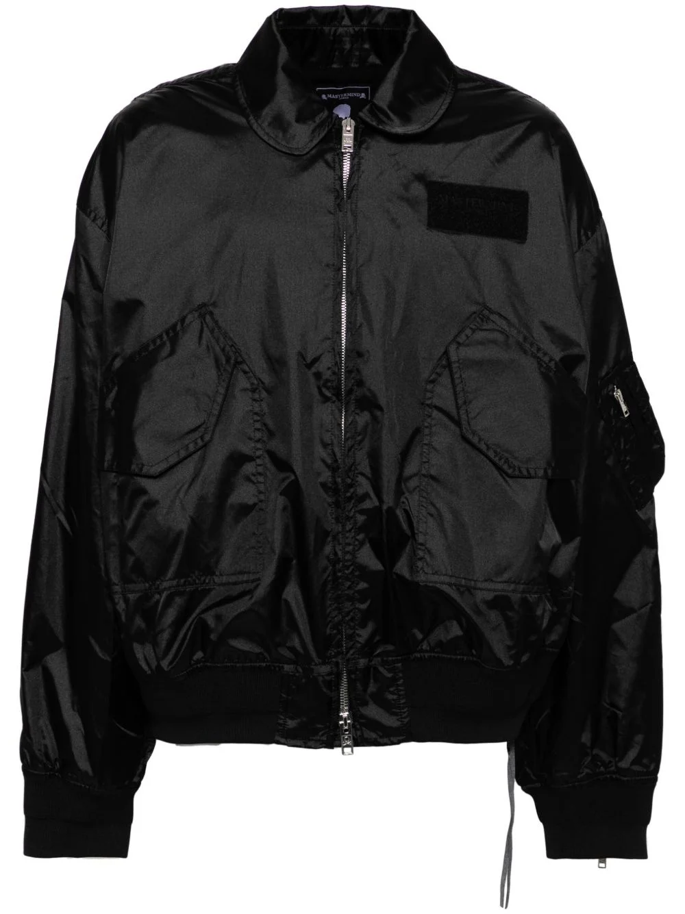 logo-embroidered shirt jacket - 1