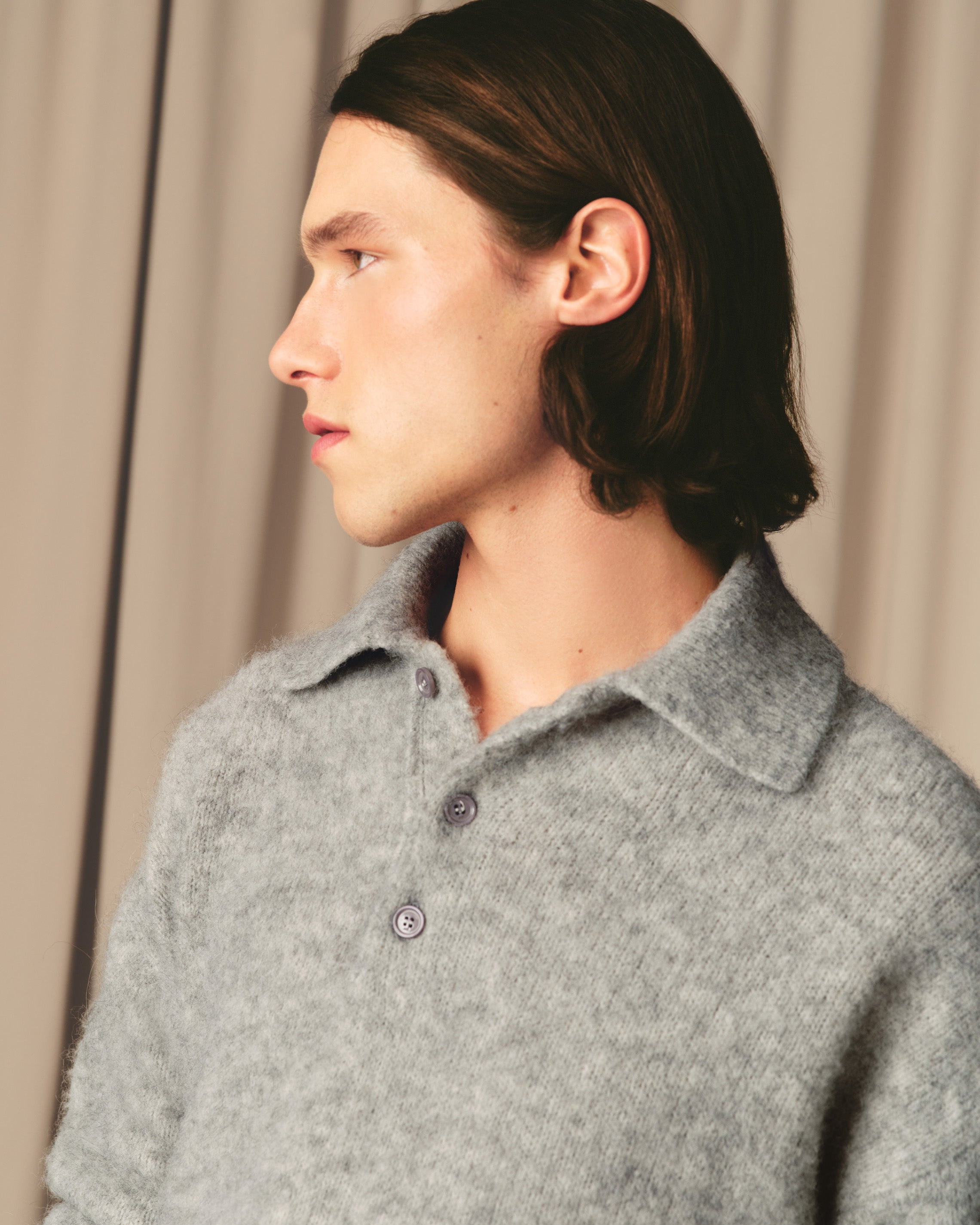 GREY ALPACA AMI LONG SLEEVES POLO - 7
