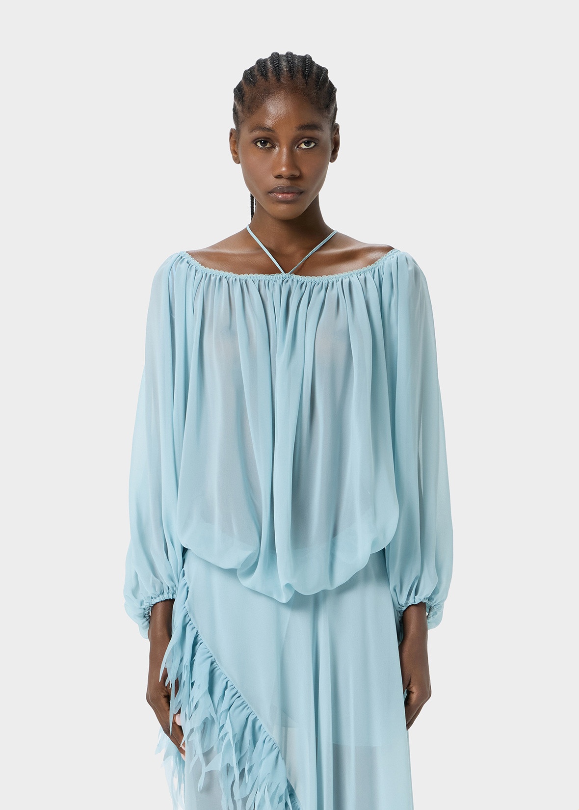 OFF-THE-SHOULDER GEORGETTE BLOUSE - 3