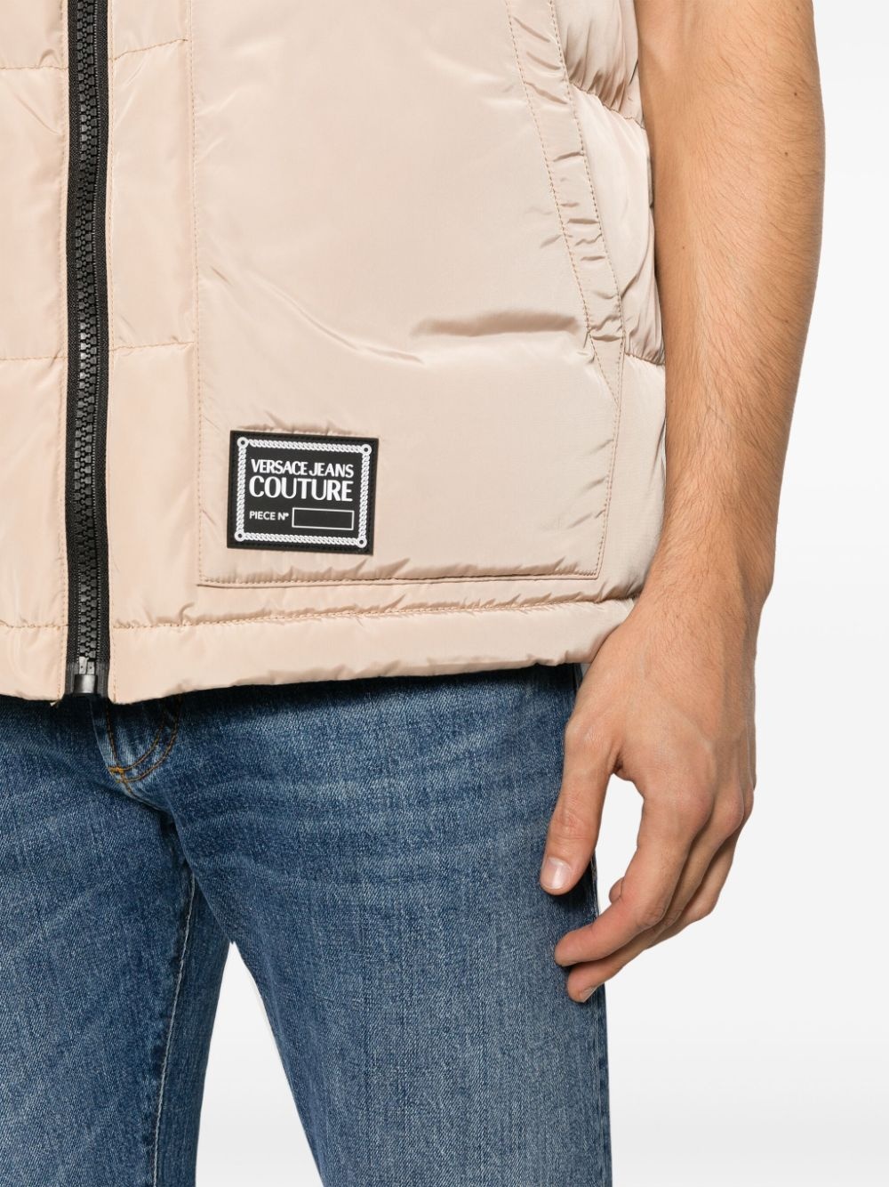 logo-patch quilted gilet - 5