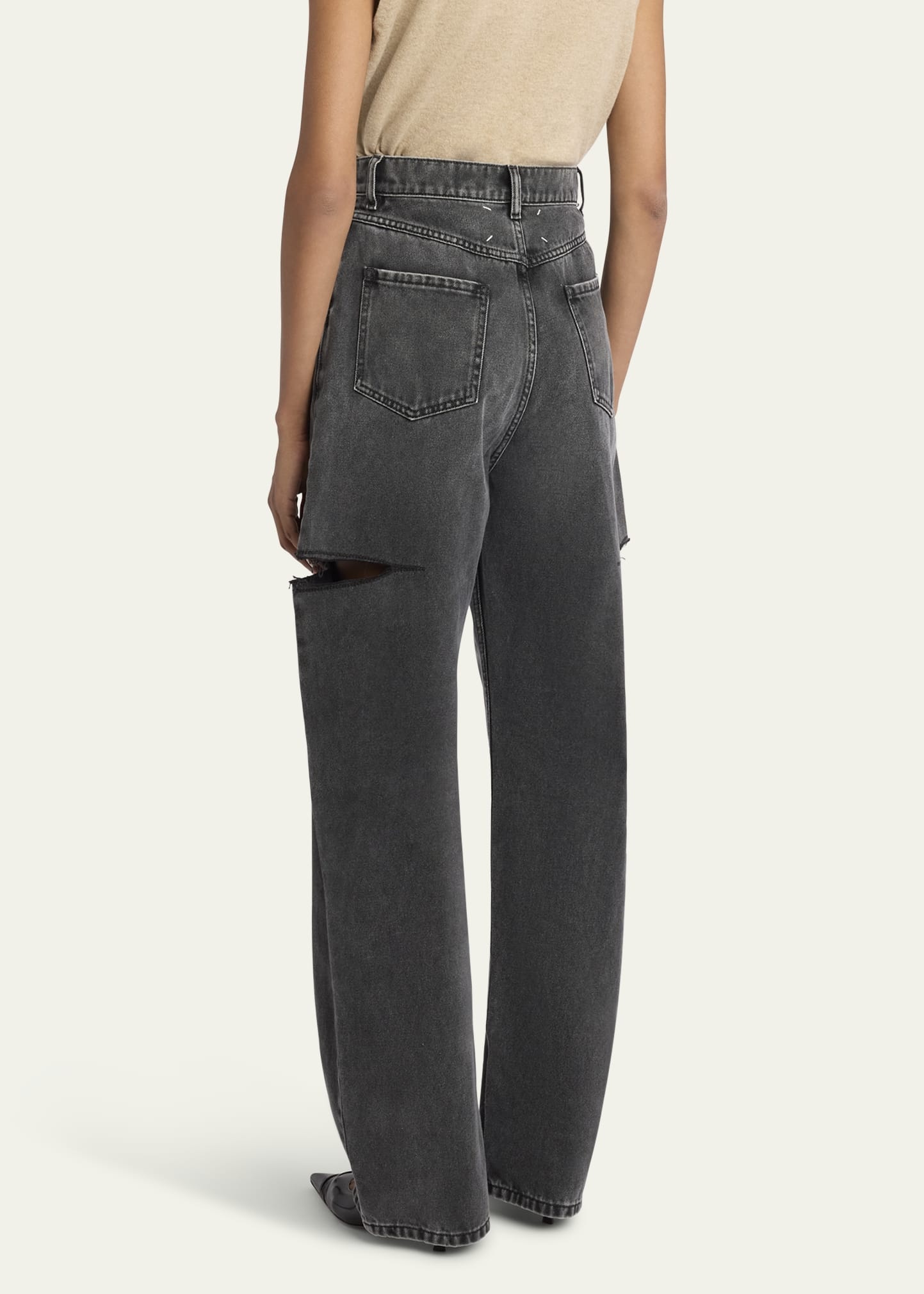 Slit Denim Pants - 3