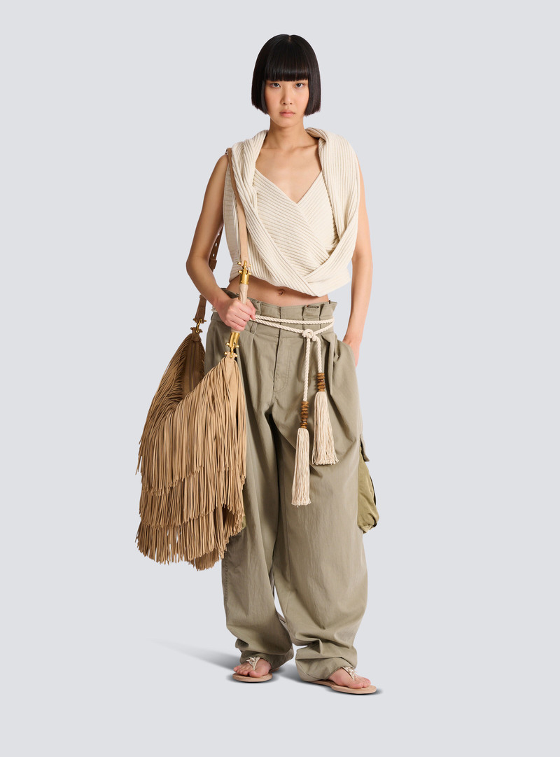 Ébène Hobo Large fringed suede bag 8