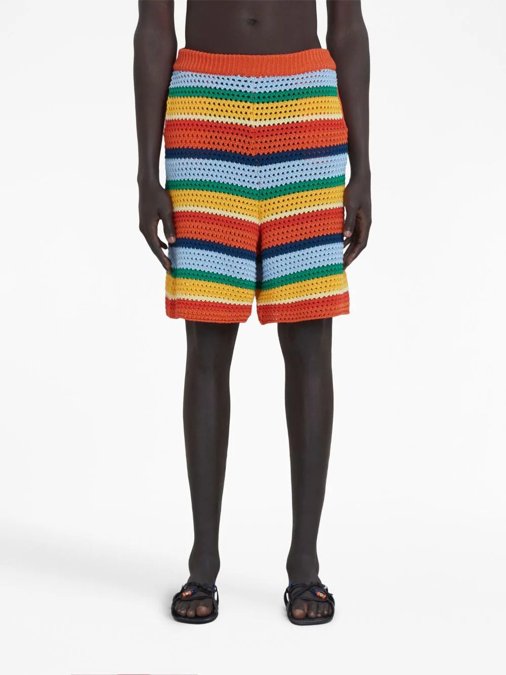 CROCHET-KNIT STRIPED SHORTS - 3
