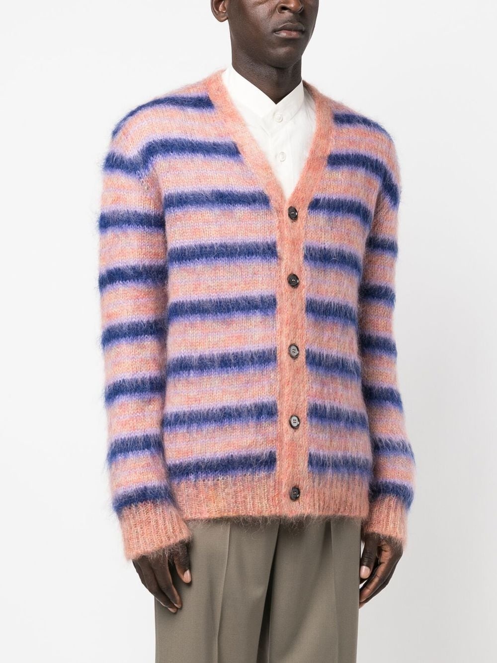 striped mohair-blend cardigan - 3