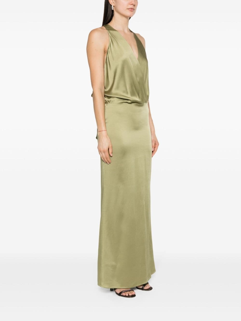 V-neck satin maxi dress - 3