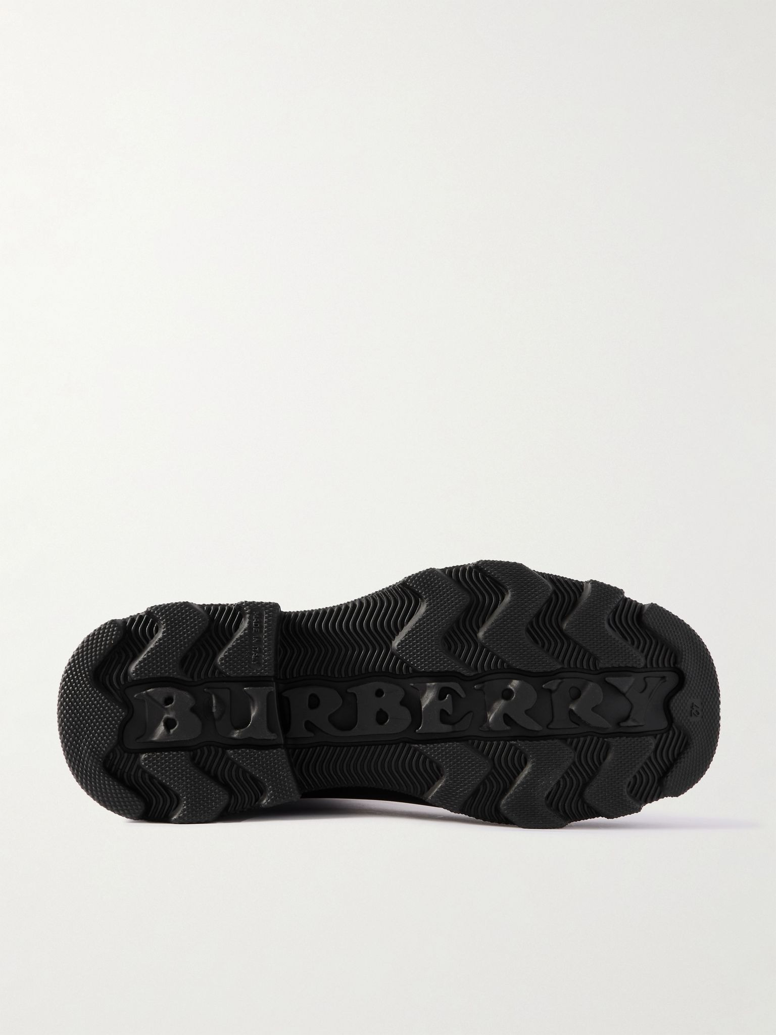 Checked Twill-Trimmed Rubber Rain Boots Black - 3