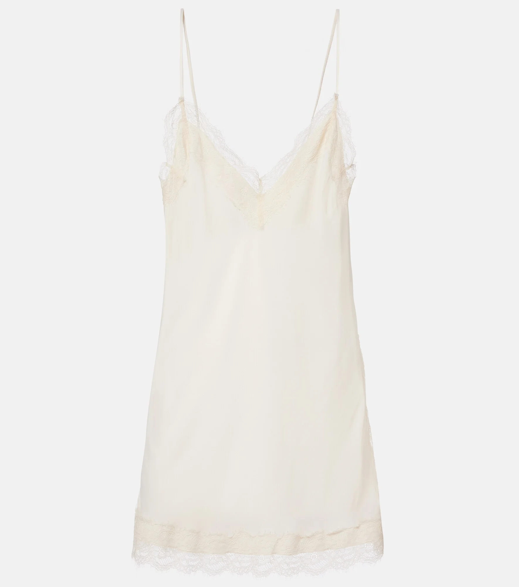 Lace-trimmed satin slip dress - 1