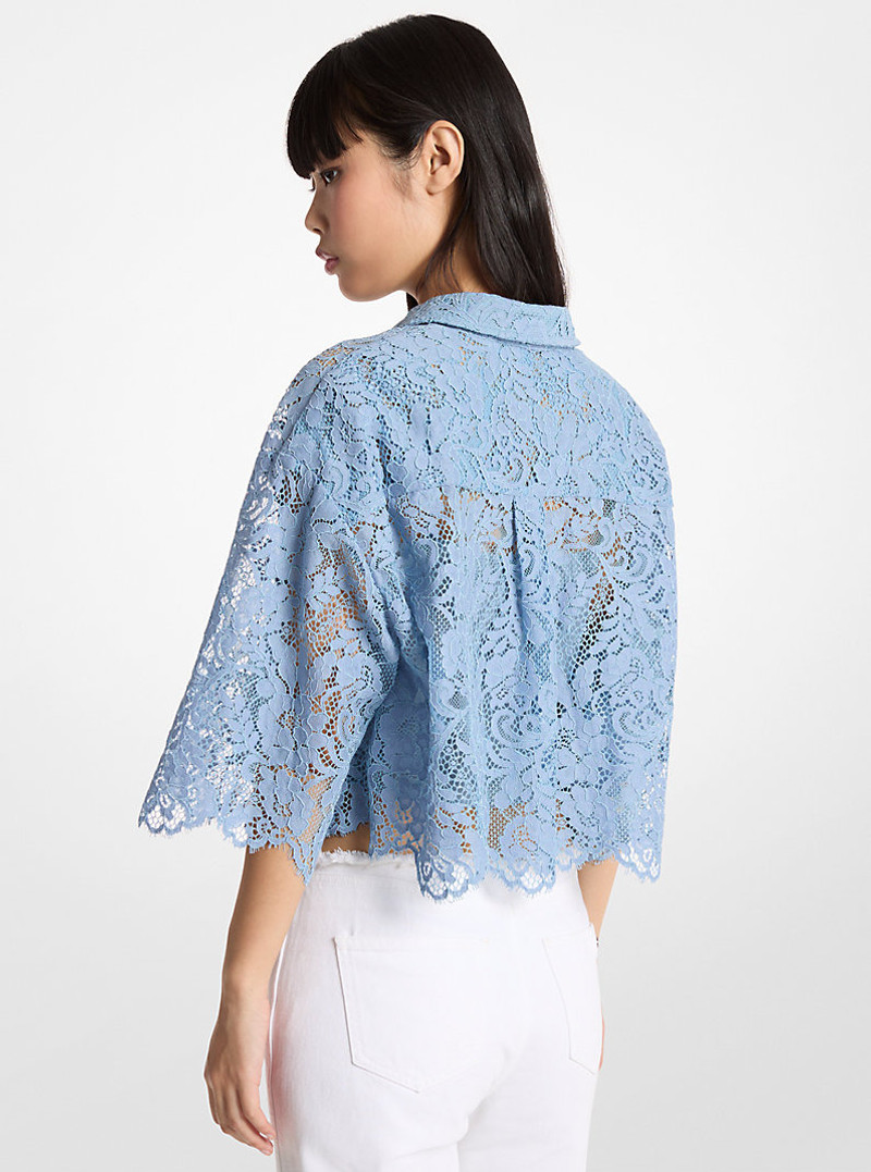 MICHAEL KORS Corded Floral Lace Cropped Blouse outlook
