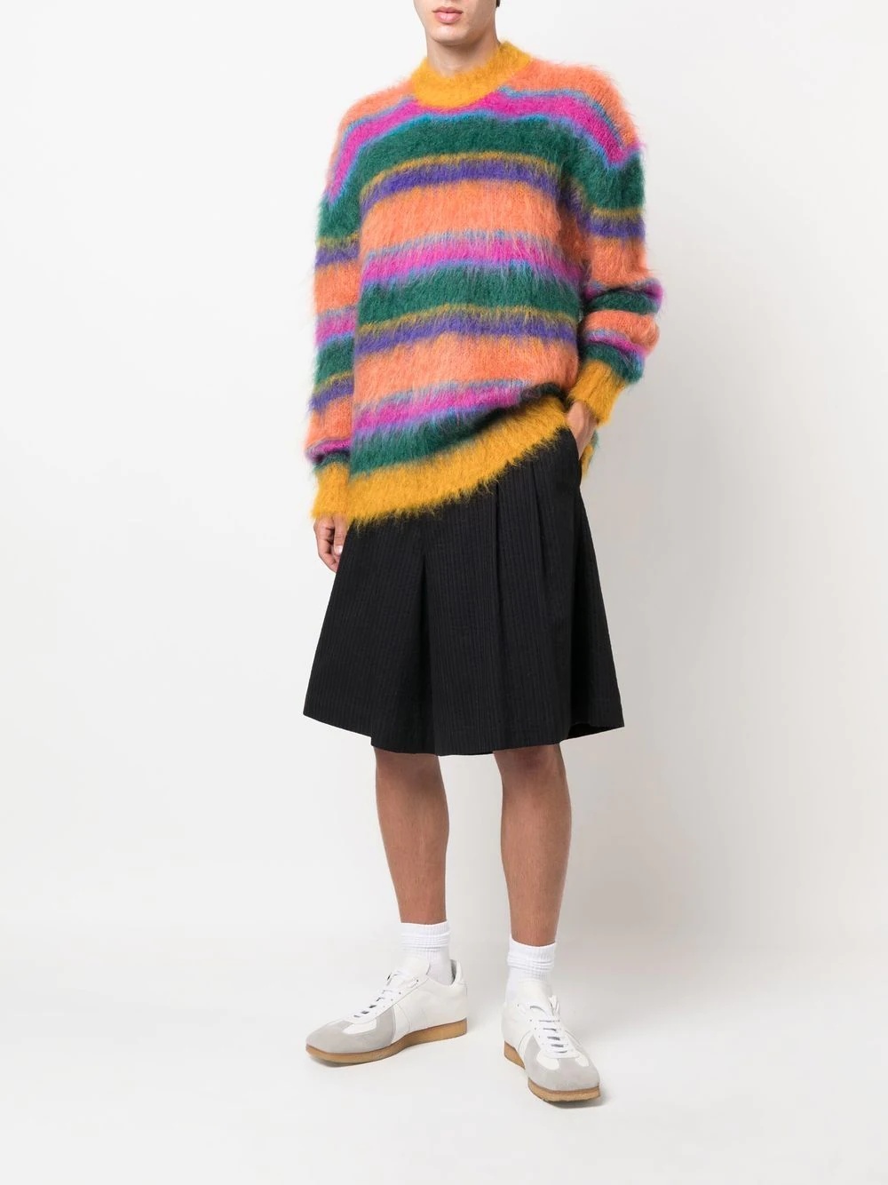 striped crew neck sweater - 2